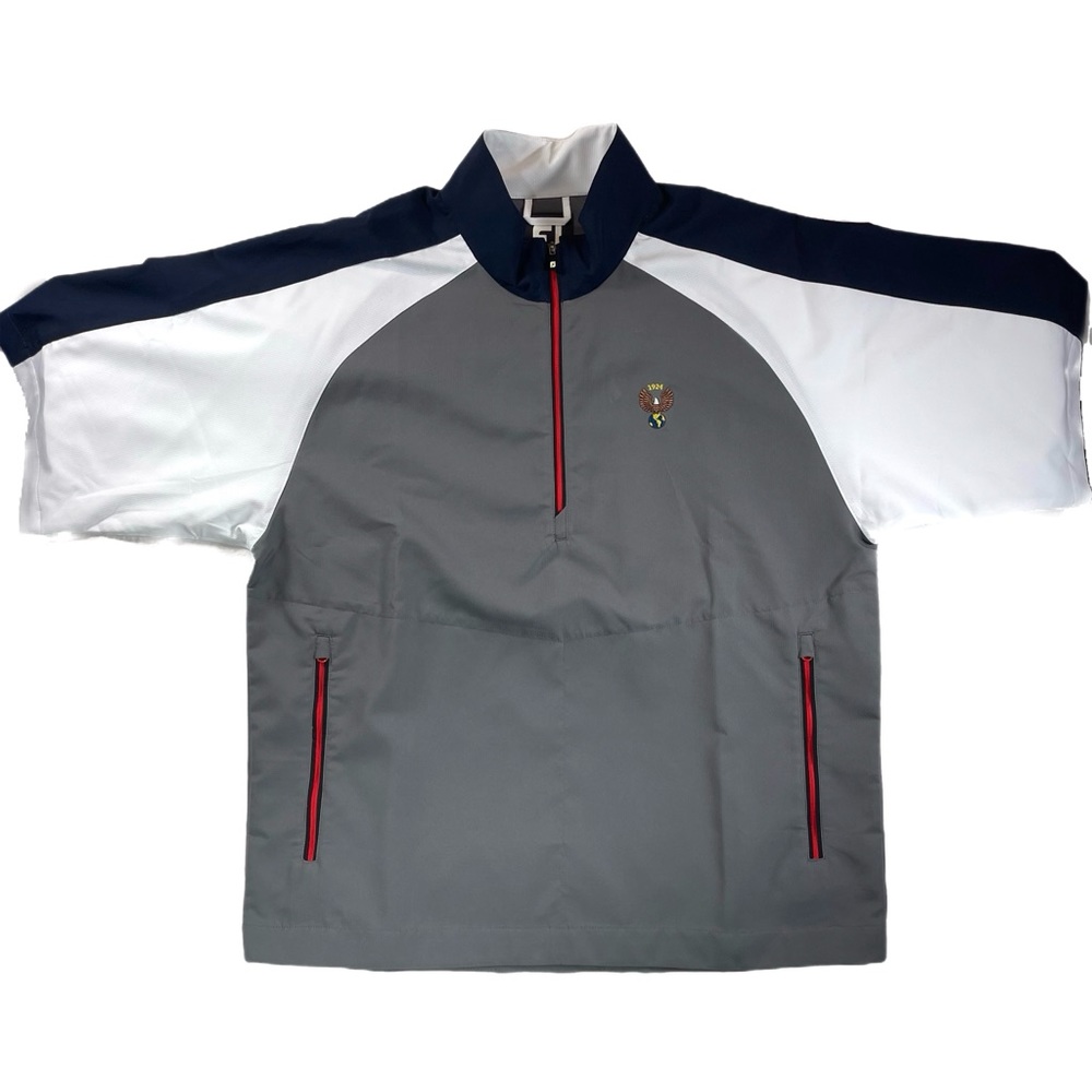 FootJoy Mens M Medium Sport Windshirt Blue Gray White Windbreaker 1/4 Zip
